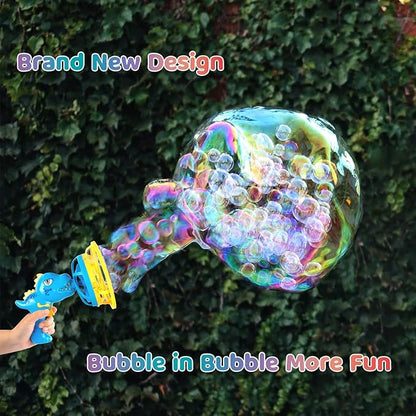 Bubble Gun Bubble Machine Dinosaur Bubble Blower Toy for Kids and Toddlers Bubble in Bubble Gun Party Favors Birthday Christmas Easter Gift for 3 4 5 6 7 8 9 Years Old Boys and Girls (Blue)