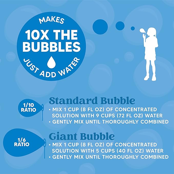 JOYIN 12 PCS 14.6’’ Big Bubble Wands with 12 X 12 ml Bubbles Refill Solution + 32 oz Bubble Solution Concentrated Refills (up to 2.5 Gallon) for Kids, Adults, Summer Toy Party Favor, Outdoors, Easter