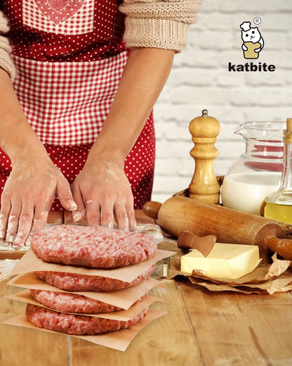 Katbite 300Pcs 6x6 Inches Patty Paper, Burger Patty Paper, Unbleached Parchment Sheets, Heavy Duty & Non-Stick, Squares for Seperating Patty, Cookies