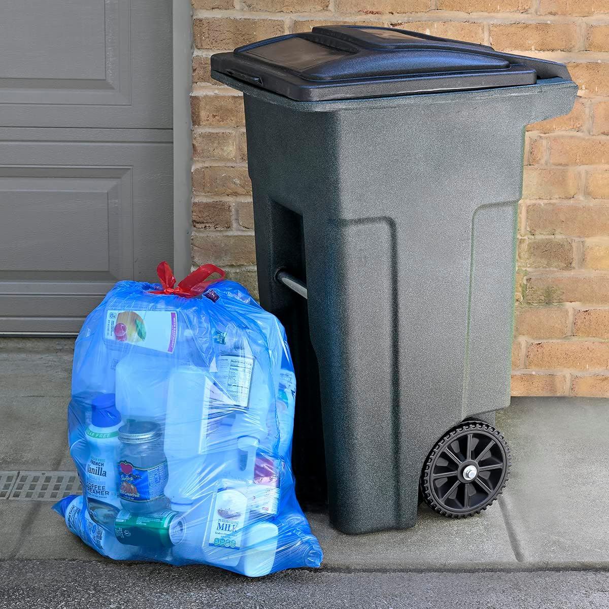 Amazon Basics Blue Recycling Trash Bags, Unscented, 13 Gallon, 60 count, Pack of 1