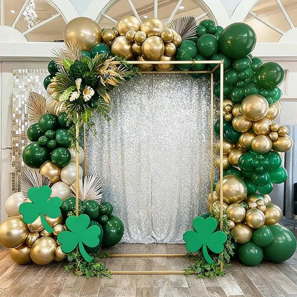 60pcs St. Patrick's Balloons, 12inch Green and Gold Latex Balloons for St. Patrick's Day, Jungle Safari Birthday, Christmas Party Decorations (With Ribbons)