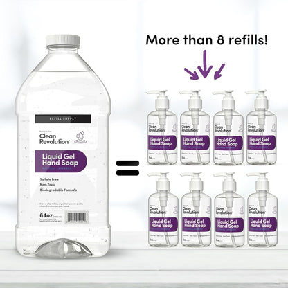 Clean Revolution Liquid Gel Hand Soap, Silky Rich Liquid, Quick Lather, Fast Rinsing, Contains Real Essential Oils (Natural Lavender) 64 Fl Oz
