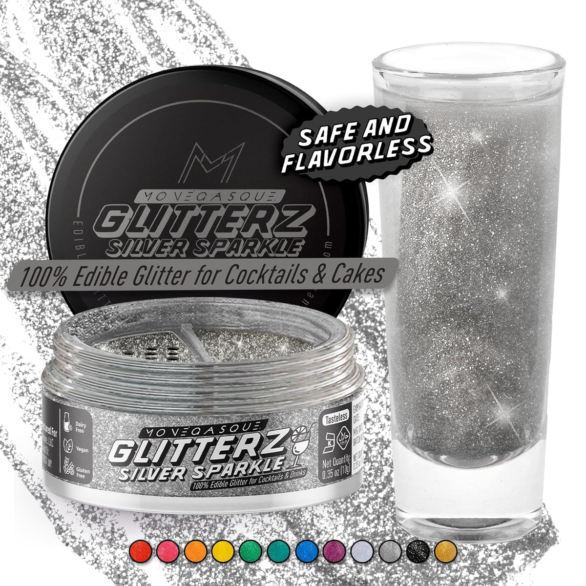 Monégasque Silver Edible Glitter for Drinks 10g – Silver Edible Glitter for Cakes – Halloween Cupcakes & Cake Decorating Sprinkles