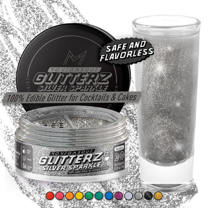 Monégasque Silver Edible Glitter for Drinks 10g – Silver Edible Glitter for Cakes – Halloween Cupcakes & Cake Decorating Sprinkles