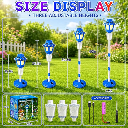 Bubble Machine with Light for Outdoor, Automatic Bubbles Blower Maker for Kids & Adults, Bubble Blower and Wand Toy, Battery Bubbles Blower Machine for Wedding Birthday Party