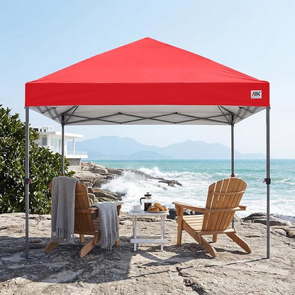 ABCCANOPY 10x10 Pop Up Canopy Tent, Easy Setup Instant Shelter with Wheeled Bag, Heavy Duty Outdoor Canopy for Beach, Market, Backyard, UV Protection, Outdoor Weather Protection (Red, 10x10)