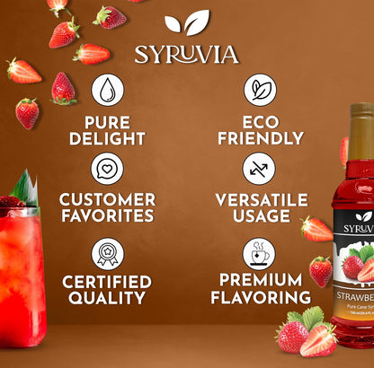 Syruvia Strawberry Syrup (25.4 fl oz) - Sweet Strawberry Bliss in a Bottle – Kosher, Gluten-Free