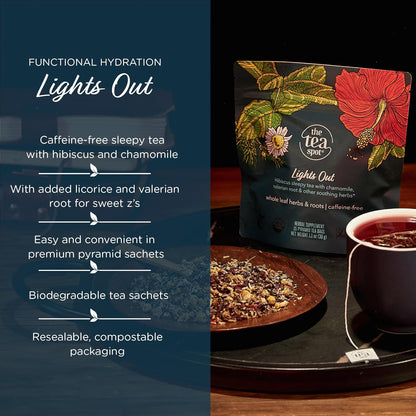 The Tea Spot Organic Lights Out Tea with Valerian Root Relaxation, Blend of Hibiscus, Peppermint, Chamomile, Lavender, Licorice Root & Valerian Root