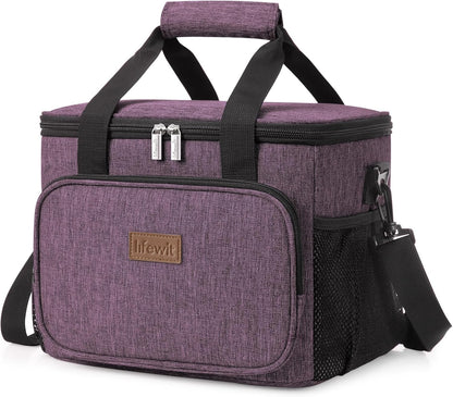 Lifewit Large Lunch Bag Insulated Lunch Box Soft Cooler Cooling Tote for Adult Men Women, Purple 24-Can (15L)