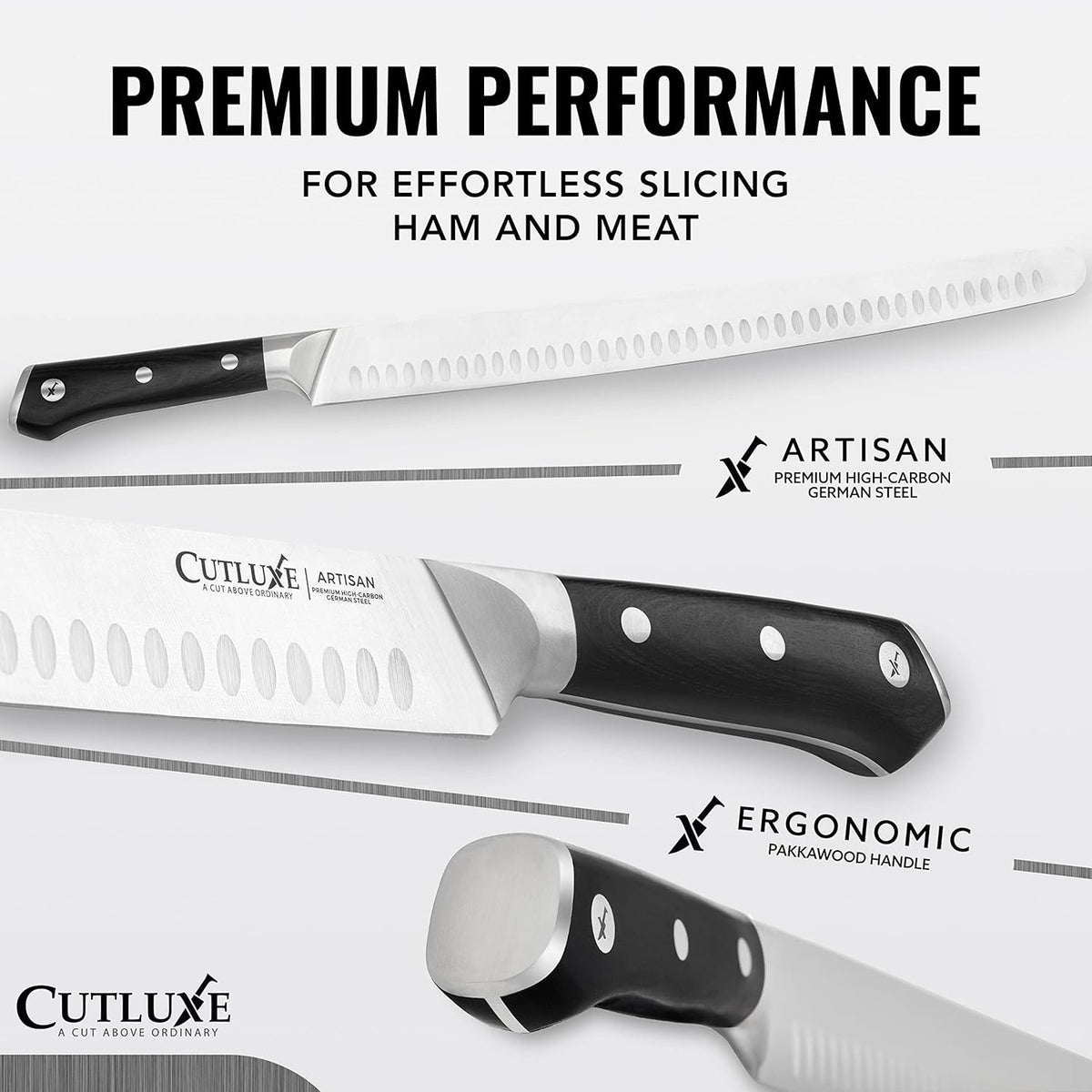 Cutluxe Extra-Long 14" Slicing Carving Knife – Brisket Knife, Razor Sharp Meat and BBQ Knіfe – High Carbon German Steel