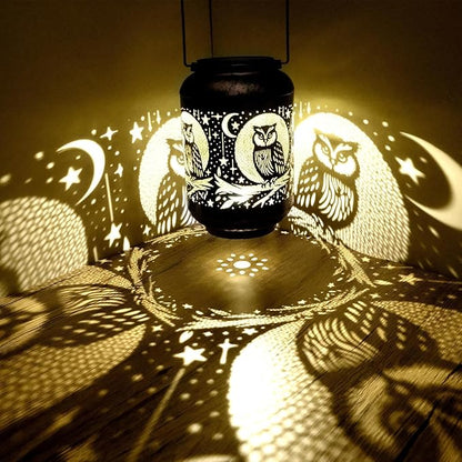 Solar Lanterns Outdoor Waterproof - Retro Metal Hanging Solar Lights with Owl Hollow-Out Pattern, Decorative Garden Decor for Outside Patio Yard Porch, Unique Owl Lovers Gifts for Women Mom Grandma