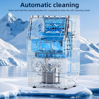 Antarctic Star Commercial Ice Maker Machine 66Lbs/24H, Self-Cleaning, Ice Scoop, Freestanding Ice Cube Machine for Home, Bar, Restaurant, Coffee Shop