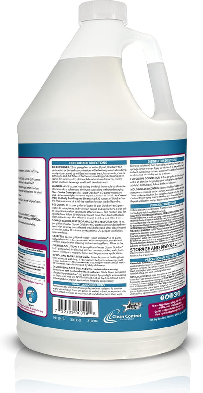 OdoBan Disinfectant Concentrate and Odor Eliminator, Made in the USA, Cotton Breeze Scent, 2 Gallons