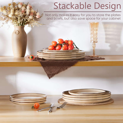 Herogo Ceramic 7.9 Inch Dinner Dessert Plates Set of 6, Small Stoneware Dinnerware Plate Set