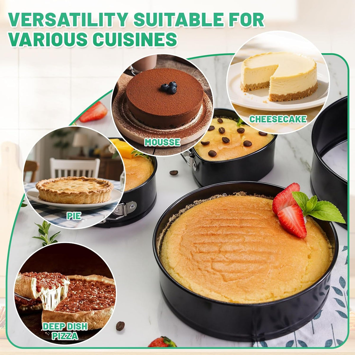 Springform Cake Pan Set,Non-Stick Springform Pans Set of 3 (4, 7, 9 inches),Leak-Proof Round Cake Pans with Removable Bottom for Baking Cake Pie