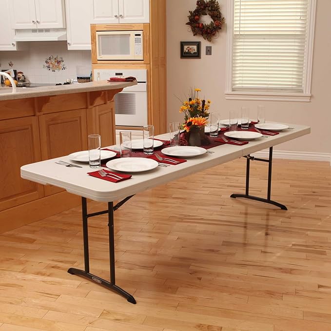 Lifetime 80882 Commercial Fold in Half Table, 8 Feet, 2 Pack, Almond