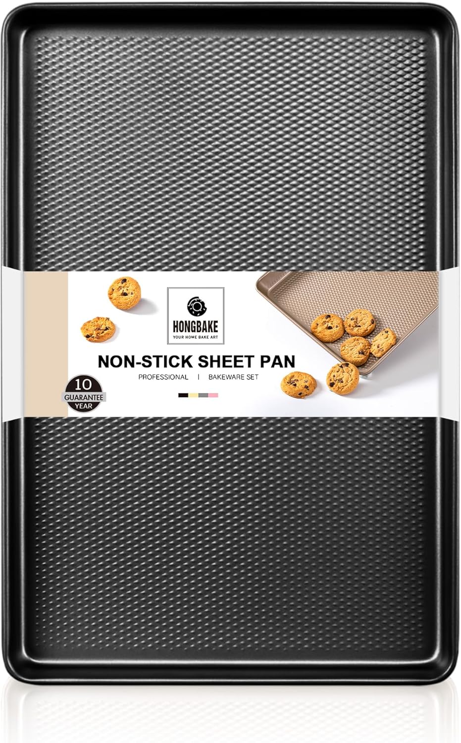 Hongbake Jelly Roll Pan 15x10, Cookie Sheets for Baking with Diamond Texture, Baking Sheets Non Stick, Non Toxic Oven Trays for Cooking
