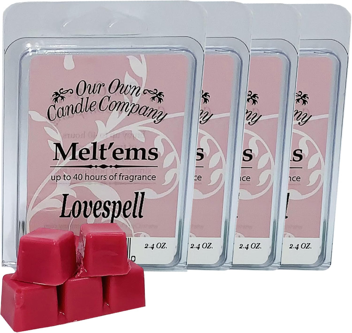 Our Own Candle Company Premium Wax Melt, Lovespell Scent, 6 Cubes, 2.4 oz (4 Pack)