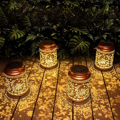 YISITEONE Cat Outdoor Solar Lanterns, Garden Waterproof Metal Hanging Decor Lights for Patio Yard Pathway Lawn Front Porch, Birthday Gardening Cat Lovers Gifts for Women Mom Grandma