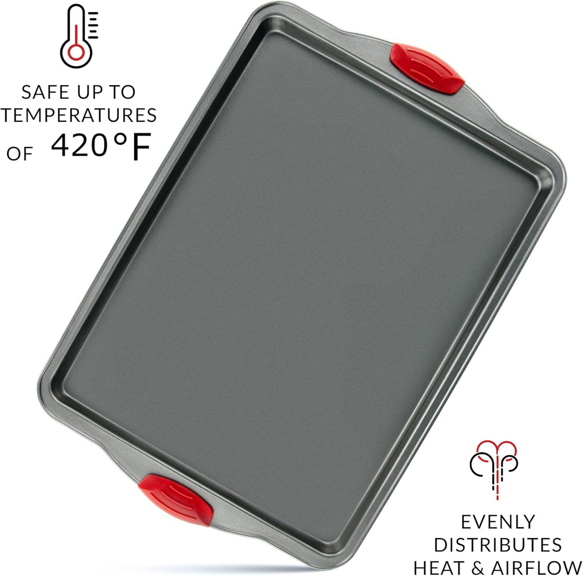 Boxiki Kitchen Non-Stick Baking & Cookie Sheet Pan Non-Toxic 11x14 Inch Rimmed Carbon Steel Baking Sheet. Dent, Warp and Rust Resistant