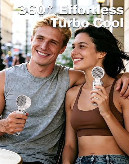 Portable Handheld Fan with Cooling Ice Function, Rechargeable Mini Personal Fan, 5 Speeds Strong Wind, Quiet USB Travel Fan for Outdoor, Office, Summer Heat