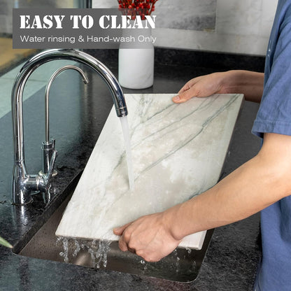 Koville Marble Pastry Board Cutting Boards for Kitchen Counter, 16" x 12" Natural White Marble Cutting Board Cheese Board, Stone Charcuterie Slab