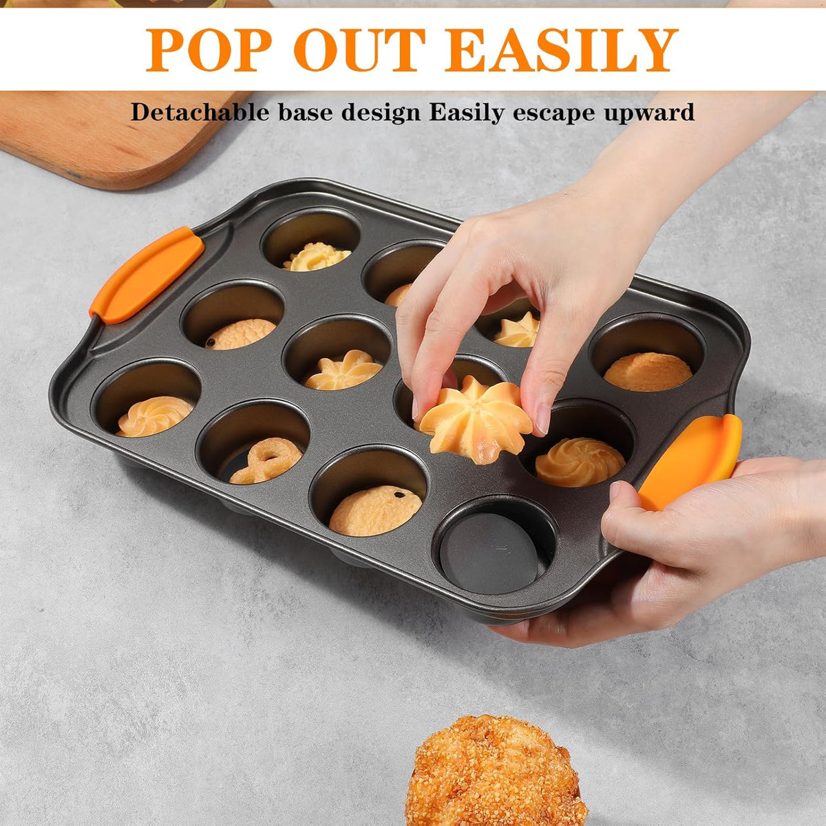 2Pack Mini Cheesecake Pans Removable Bottom Mini Cupcake Pans, 12 Cavity Minii Cheesecake Molds with Silicone Handle Nonslip Muffin Pan Baking