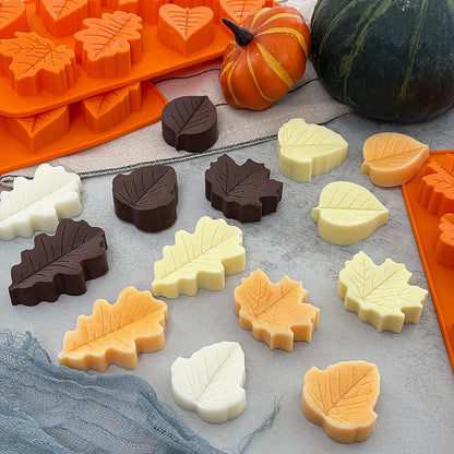 3Pack Fall Chocolate Mold.Maple Leaf Silicone Candy Mold Thanksgiving Ice Cube Molds Autumn Theme Thanksging Baking Molds for Jello Soap Candle Cake