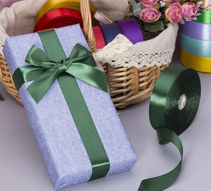 YASEO 1 Inch Dark Green Solid Satin Ribbon, 50 Yards Craft Fabric Ribbon for Gift Wrapping Floral Bouquets Wedding Party Decoration