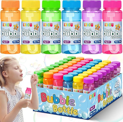 IJIGU Bubble Bottles 36 Pack (2oz), Bubbles for Kids, Bubble Solution with Bulk Wands in 6 Colors as Party Favors for Toddlers 1-3, Summer Outdoor Toy Gift for Boys & Girls