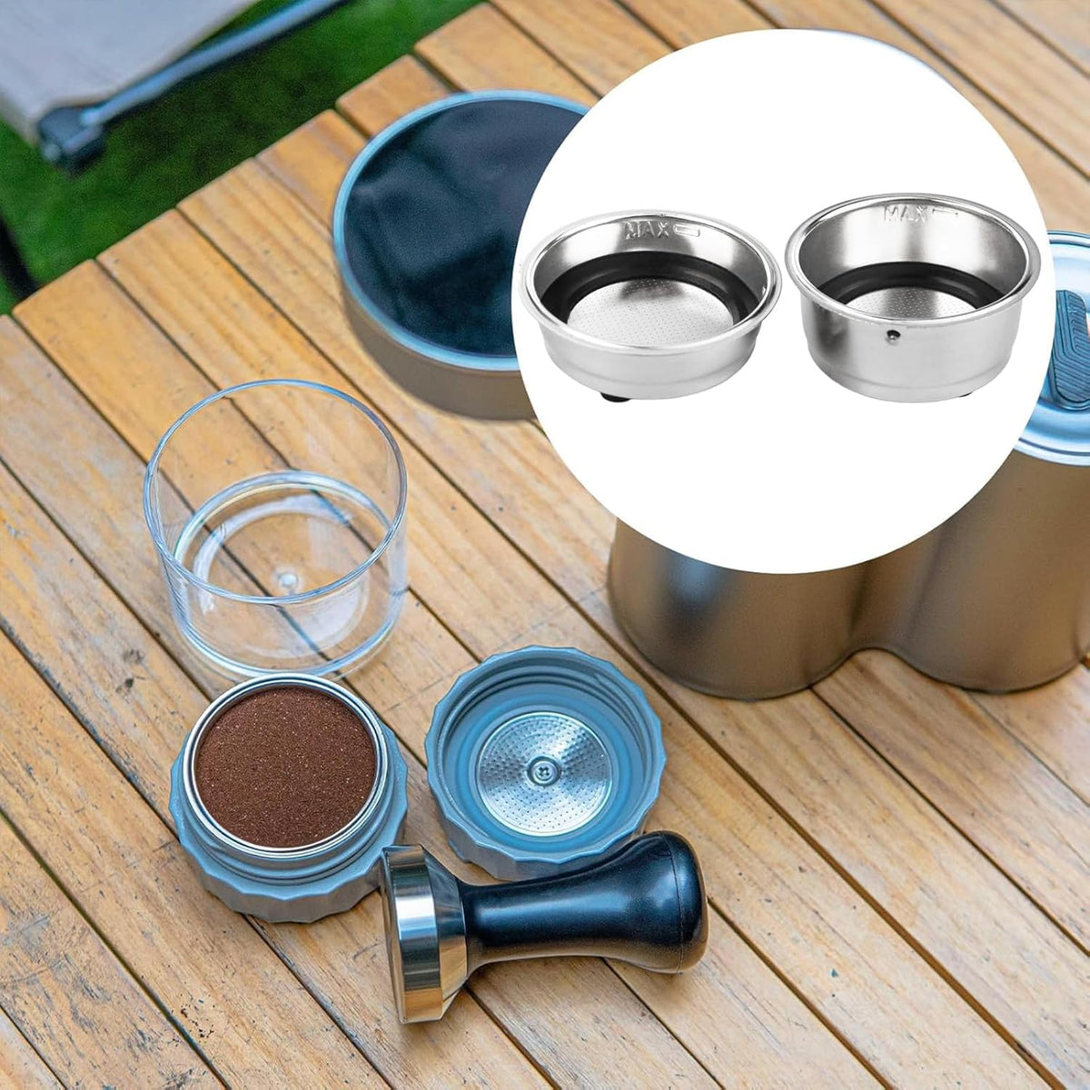2Pcs Coffee Filter Basket, 51mm Pressurized Coffee Filter Cups Strainer Stainless Steel With Strainer