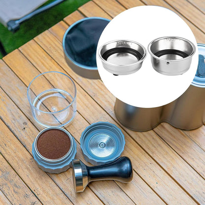 2Pcs Coffee Filter Basket, 51mm Pressurized Coffee Filter Cups Strainer Stainless Steel With Strainer