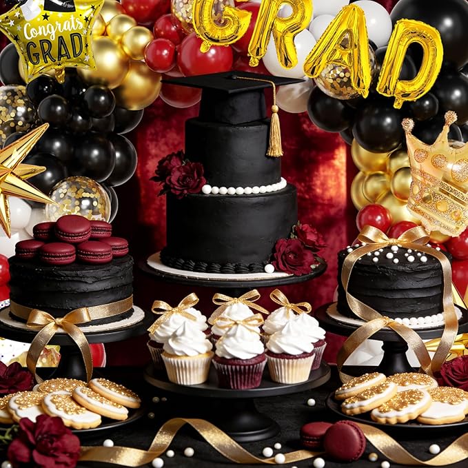 Graduation Balloon Arch Garland Kit Maroon Gold White Black Graduation Decorations 2026 for College High School Class of 2026 Grad Party Prom Decor