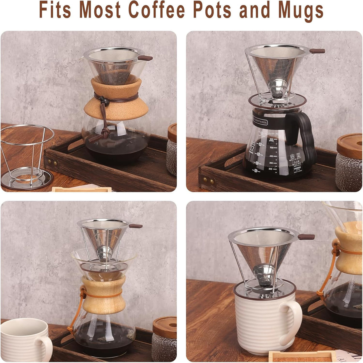 Pour Over Coffee Dripper, Misetto Stainless Steel Filter,Easy to Clean Paperless pour over coffee maker,Reusable Filter