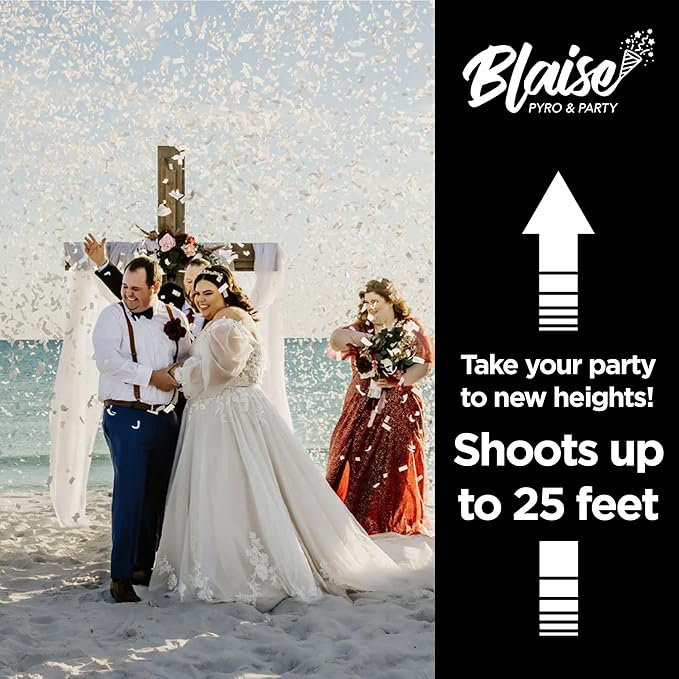 Blaise Pyro & Party White Confetti Poppers - Large Confetti Poppers for Weddings, Engangements, & Graduations - Water-Soluble & Easy Clean-Up - 2 Pack, 18 Inch