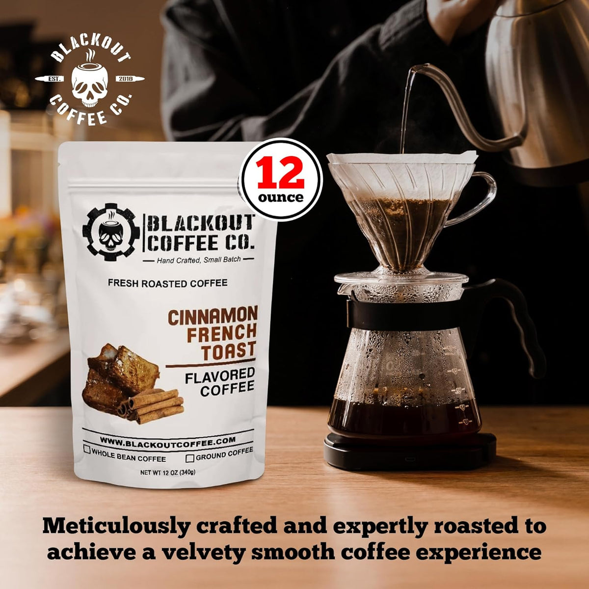 Blackout Coffee Cinnamon French Toast Flavored Ground Coffee – Medium Roast, Smooth Taste, Guilt Free Indulgence – Freshly Roasted 12oz Bag
