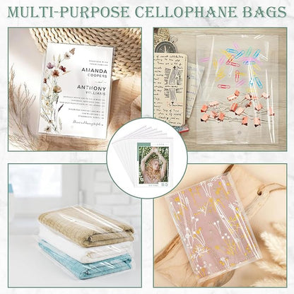 Cellophane Bags, 70 Pcs Resealable Clear Poly Bags for Clothes, Shirt Bag, Decorative Wrappers, Party Favors & Artwork(8x10)