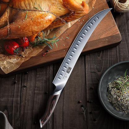 Carving Slicing Knife, 10 Inch Japanese High Carbon Steel Brisket Knife with Ergonomic Pakkawood Handle