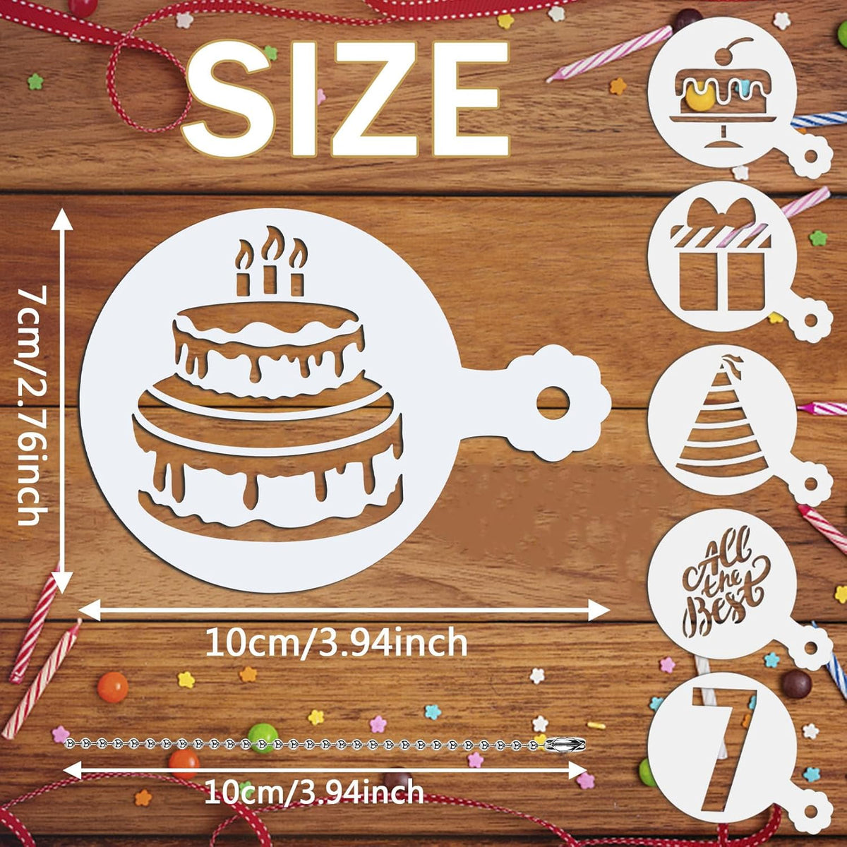 Julbear Birthday Cookie Stencils, 36 Pieces Reusable Coffee Decoration Stencils Templates Tools for Cookies Baking Painting Dessert Decoration DIY