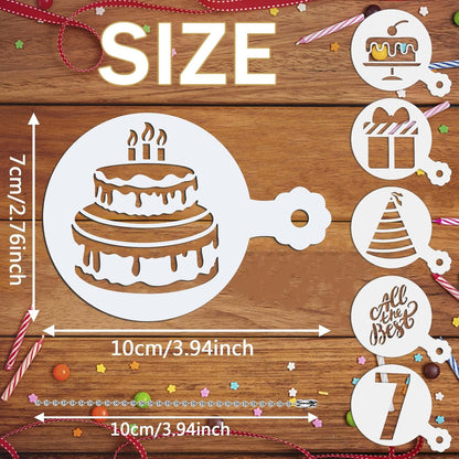 Julbear Birthday Cookie Stencils, 36 Pieces Reusable Coffee Decoration Stencils Templates Tools for Cookies Baking Painting Dessert Decoration DIY