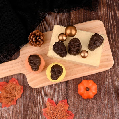 Actvty Skull Chocolate Molds, Halloween Chocolate Candy Molds, 2 Packs 10 Cavity Skull Silicone Molds with 5 Different Designs for Making Chocolate