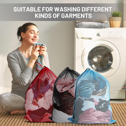 Berlune 24 Pcs Large Laundry Bag Colorful Extra Large Mesh Laundry Bag Bulk with Drawstring Heavy Duty Mesh Machine Washable Drawstring Pouch (32 * 24in)