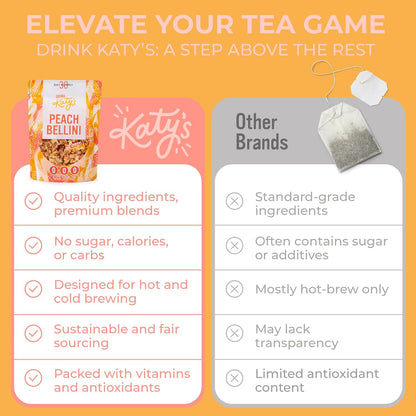 Katy’s Peach Bellini Loose Leaf Tea, Fruity & Refreshing Light White Herbal Tea, Apple, Peach & Mango, Caffeine-Free Tea, 30+ Cups, Hot or Iced