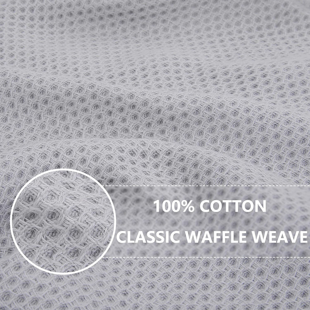 Homaxy 100% Cotton Waffle Weave Kitchen Dish Cloths, Ultra Soft Absorbent Quick Drying Dish Towels, 12 x 12 Inches, 12-Pack, Light Gray