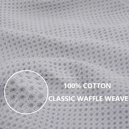 Homaxy 100% Cotton Waffle Weave Kitchen Dish Cloths, Ultra Soft Absorbent Quick Drying Dish Towels, 12 x 12 Inches, 12-Pack, Light Gray