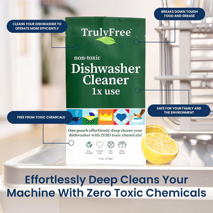 TrulyFreeHome Natural Dishwasher Cleaner – Machine Descaler, Fights Grease & Limescale, Lemon Fresh Scent, 4 oz