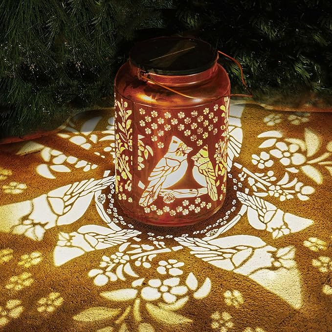 Mothers Day Gifts Cardinal Solar Lanterns Outdoor Waterproof, 14.6'' Large Solar Lamps, Upgraded 2000mAH Battery, Metal Birthday Gifts for Women Mom Grandma, Garden Yard Patio Decor