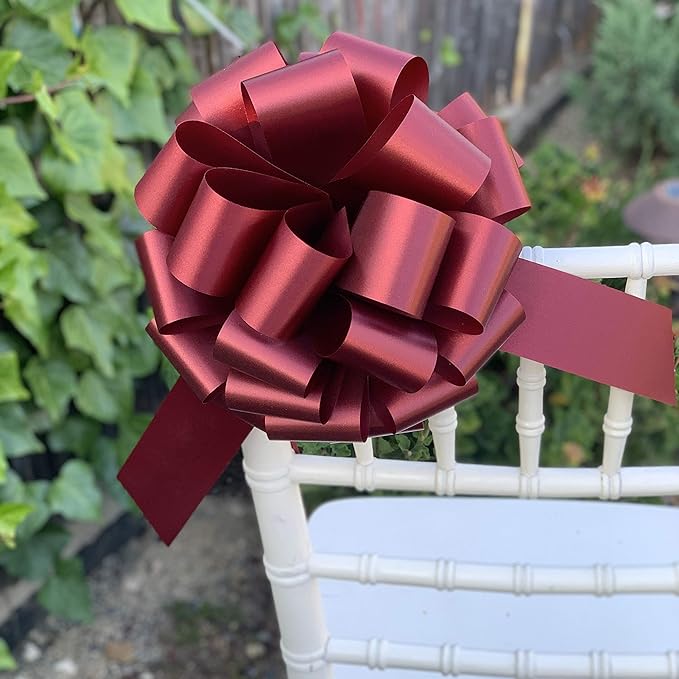 Large Burgundy Gift Pull Bows - 9" Wide, Set of 6, Valentine's Day, V-Day, Gift Basket, Presents, Boxing Day, Birthday, Fundraiser, Birthday, Wreath, Swag, Classroom, Office, Mother's Day