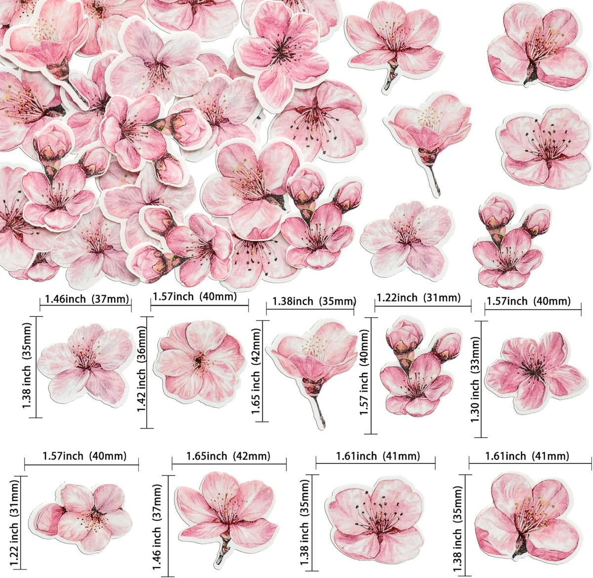 Ephlyn 50Pcs Edible Flowers Cake Topper Cupcake Toppers Wedding Themed Party Baby Shower Birthday Party Cupcake Picks Anniversary Party Decorations Supplies Pink