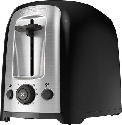 BLACK+DECKER 2-Slice Toaster, TR1278BD, Extra Wide Slots, 7 Shade Settings, 850 Watts, Frozen and Bagel Buttons